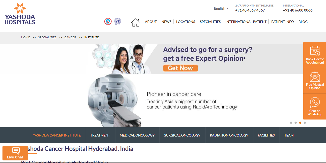 Top 10 Private & Government Cancer Hospitals in Hyderabad